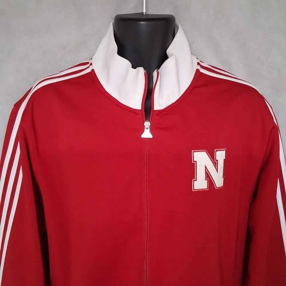 Adidas Nebraska Cornhuskers Track Jacket Men's Large Red Full Zip